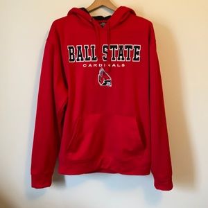 Colosseum Ball State Embroidered Hoodie, Red and Black XL